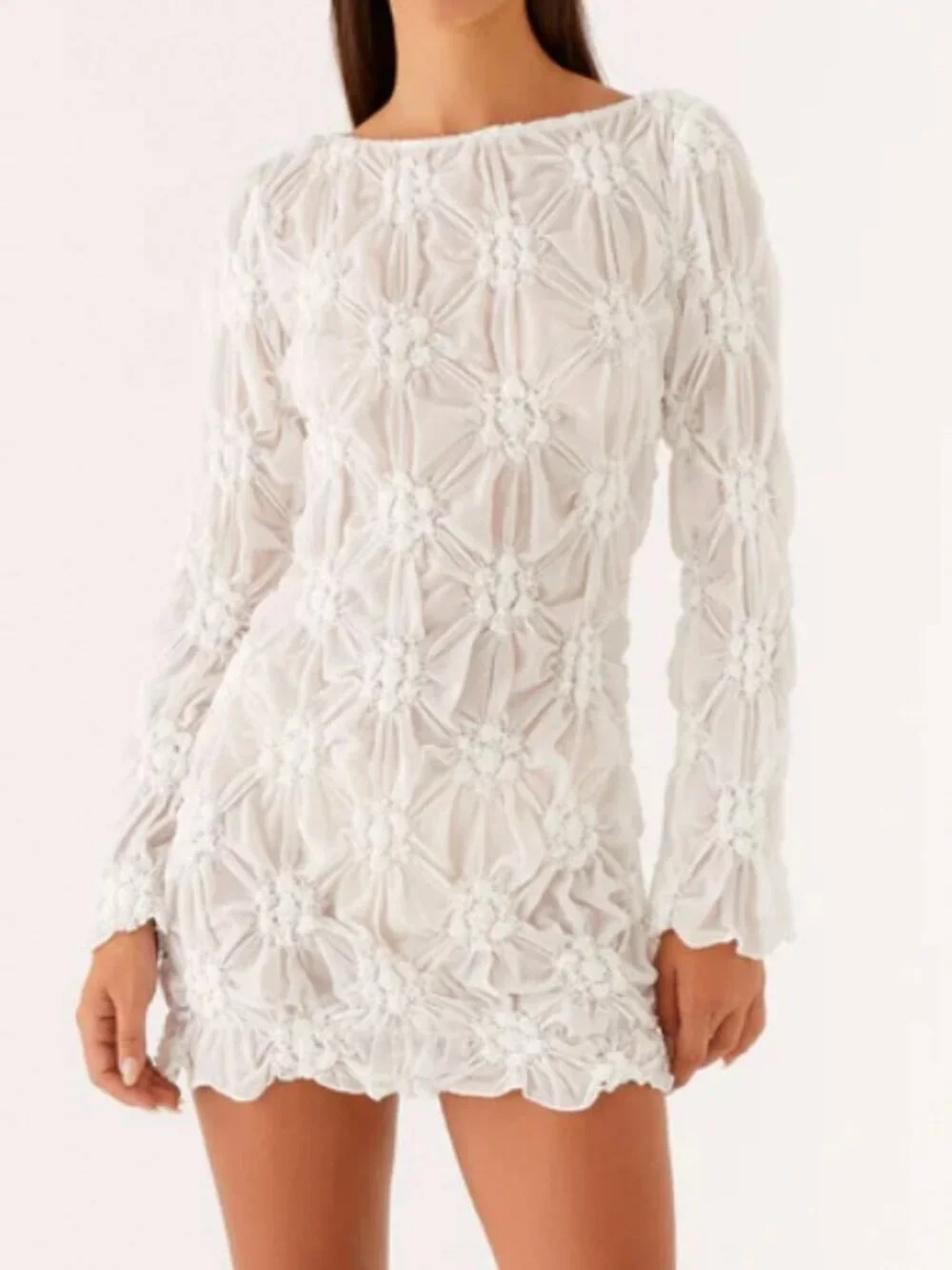 NWT Peppermayo Mia Long Sleeve Dress - Ivory Textured Size 4